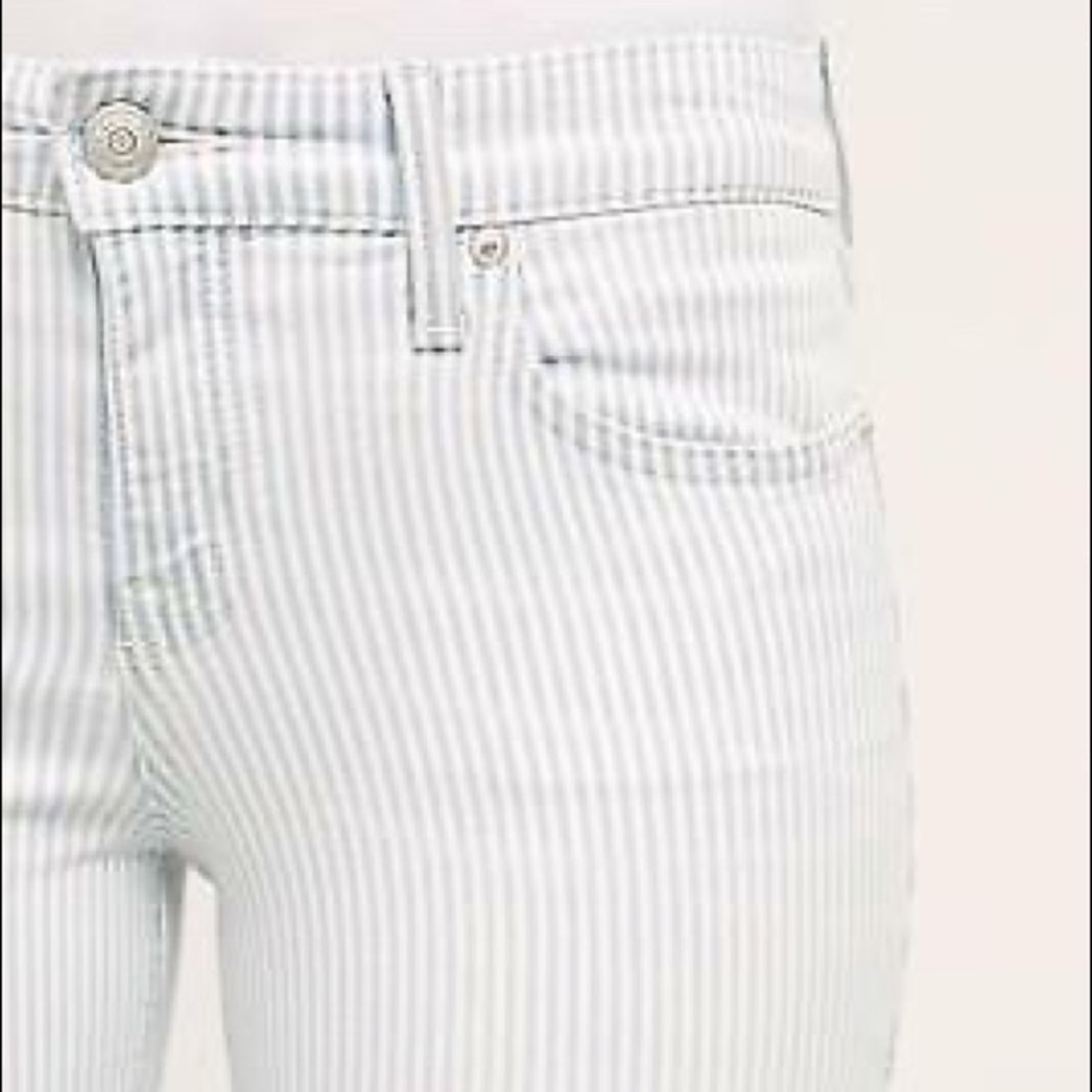 Anthro Liza Blue & White Striped Skinny Jeans